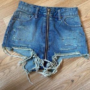 UNIF denim high waisted shorts